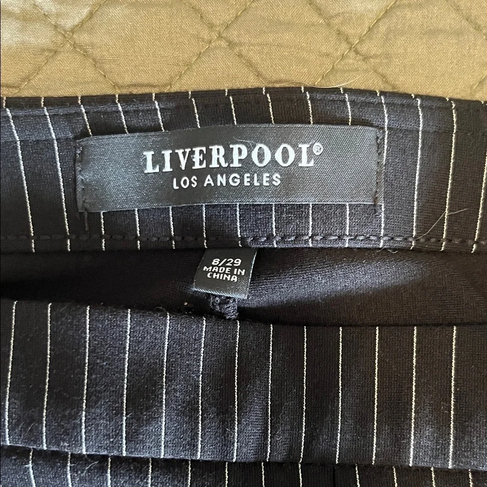 Liverpool Kayla Pull On Trouser Ankle Pants Size 8/29 Black White Pinstripe - Picture 3 of 4
